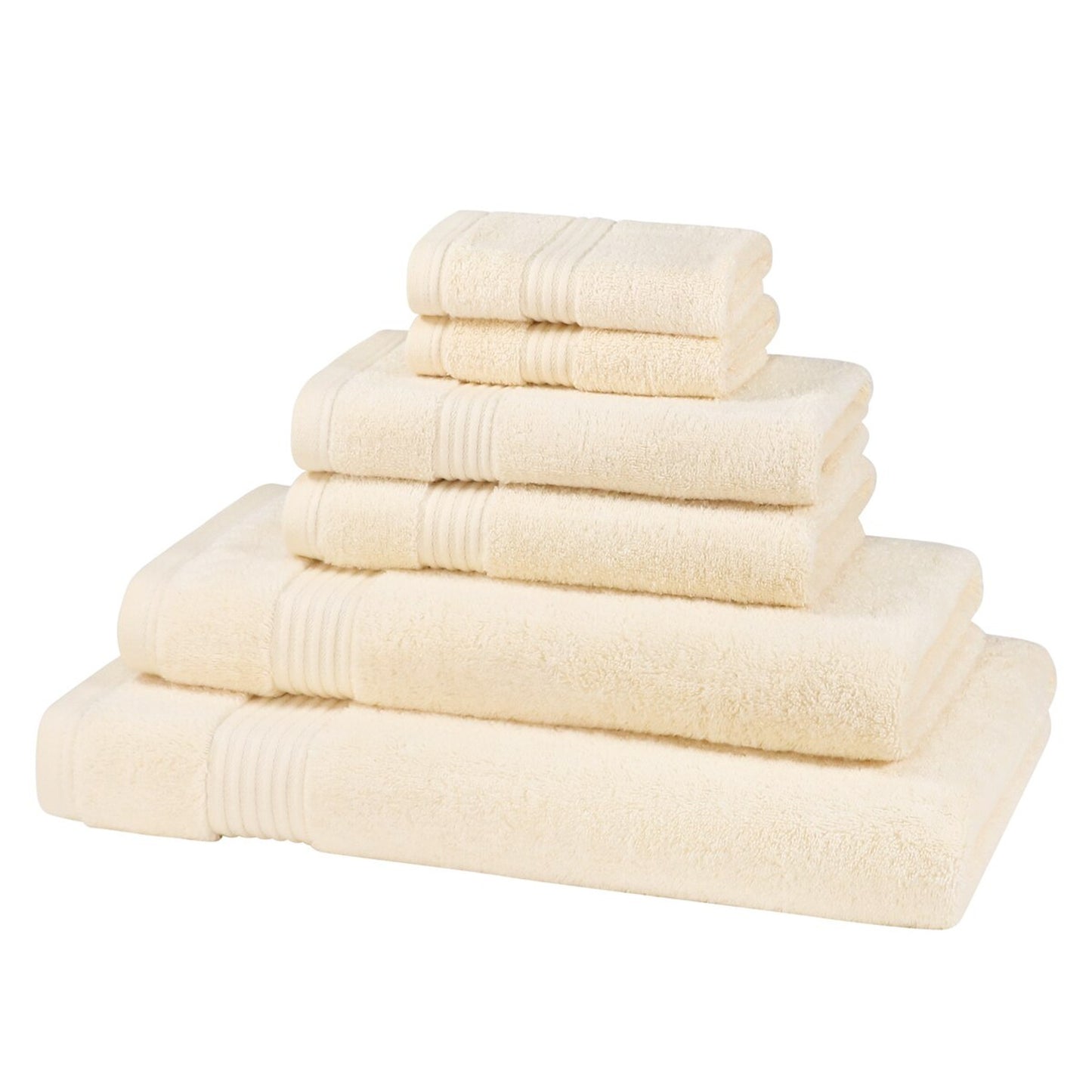 Luxury - 6 Piece 700 GSM Bamboo Towel Set - 2 Face Cloths, 2 Hand Towels, 1 Bath Towel, 1 Bath Sheet
