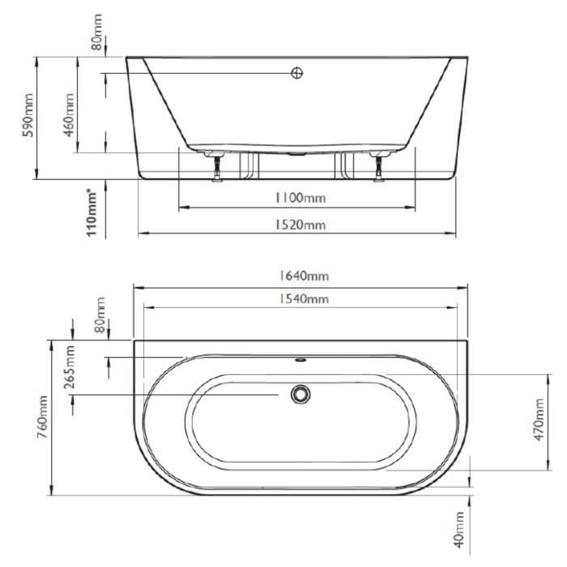 B C Designs Ancora Round Freestanding Gloss White Bath - 1640 x 760mm