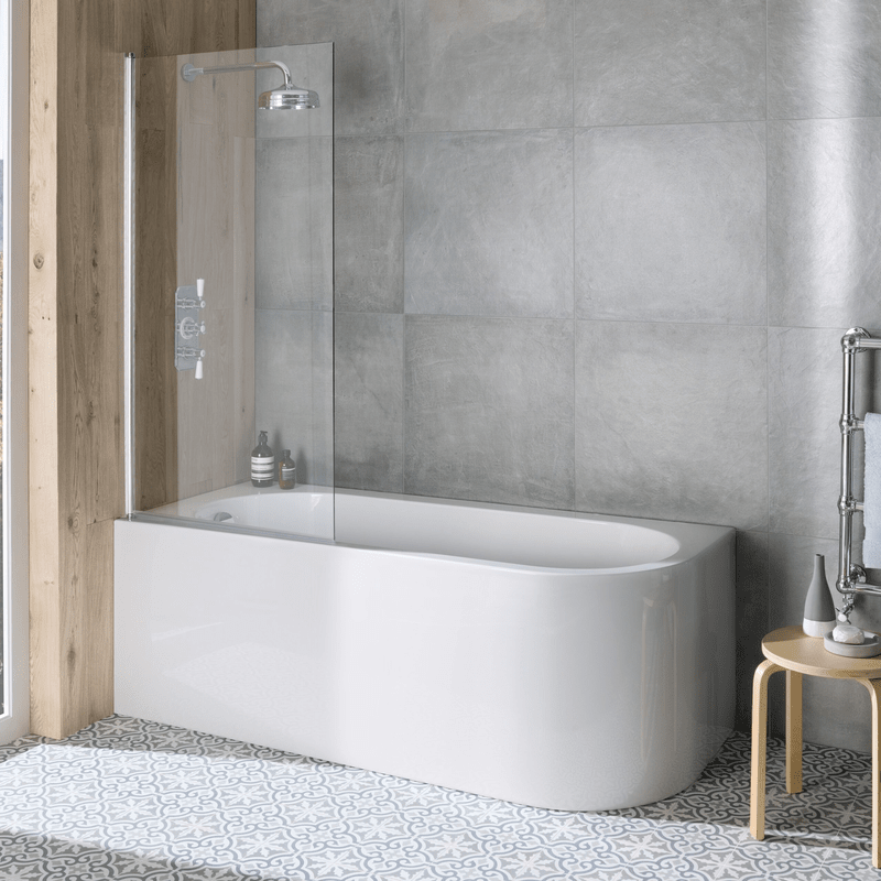 B C Designs Ancorner Shower Bath Gloss White Right Handed - 1700 x 750mm