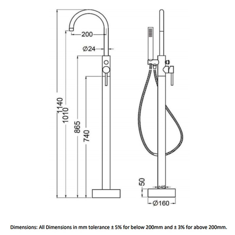 RAK Prima Tech RAKPRT3014 Freestanding Bath Shower Mixer Tap - Chrome