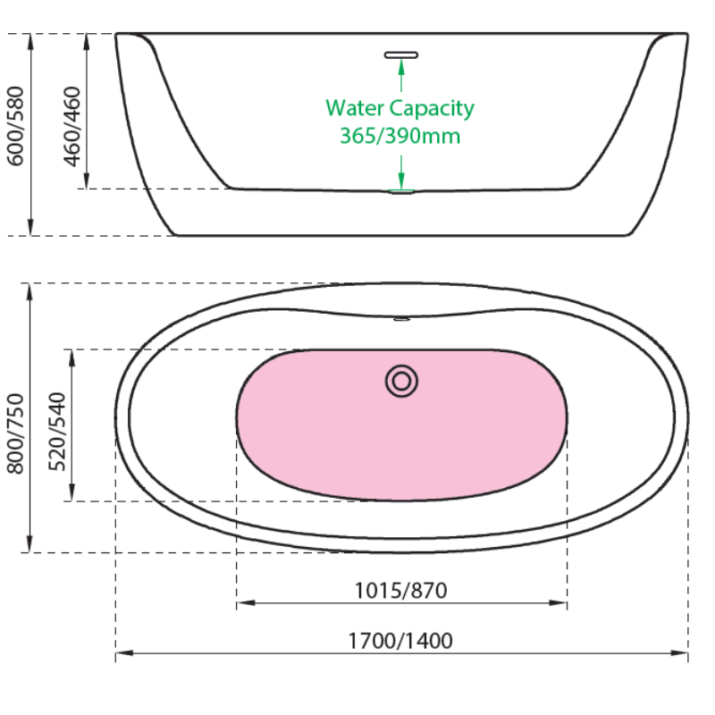 Charlotte Edwards Callisto Gloss White Freestanding Bath 1400 x 750mm