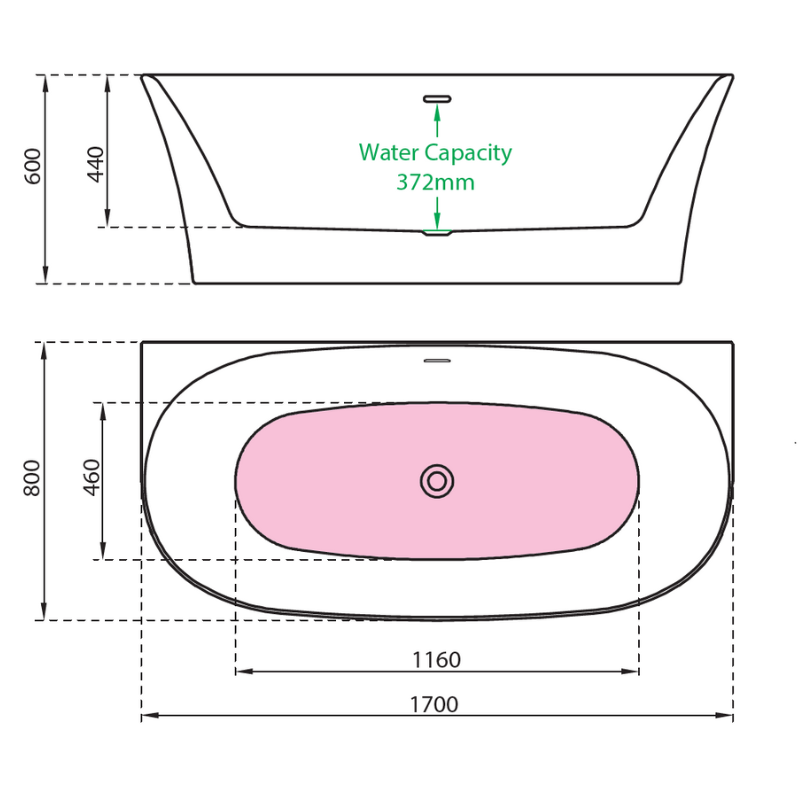 Charlotte Edwards Carme Gloss White Freestanding Bath 1700 x 800mm