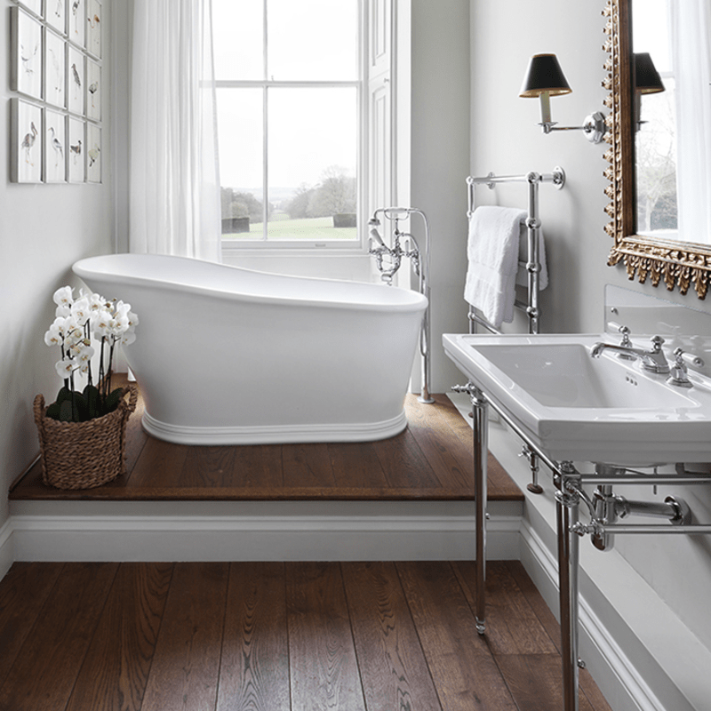 B C Designs Cian Slipper Bath 1590 x 575mm Matt & Polished White