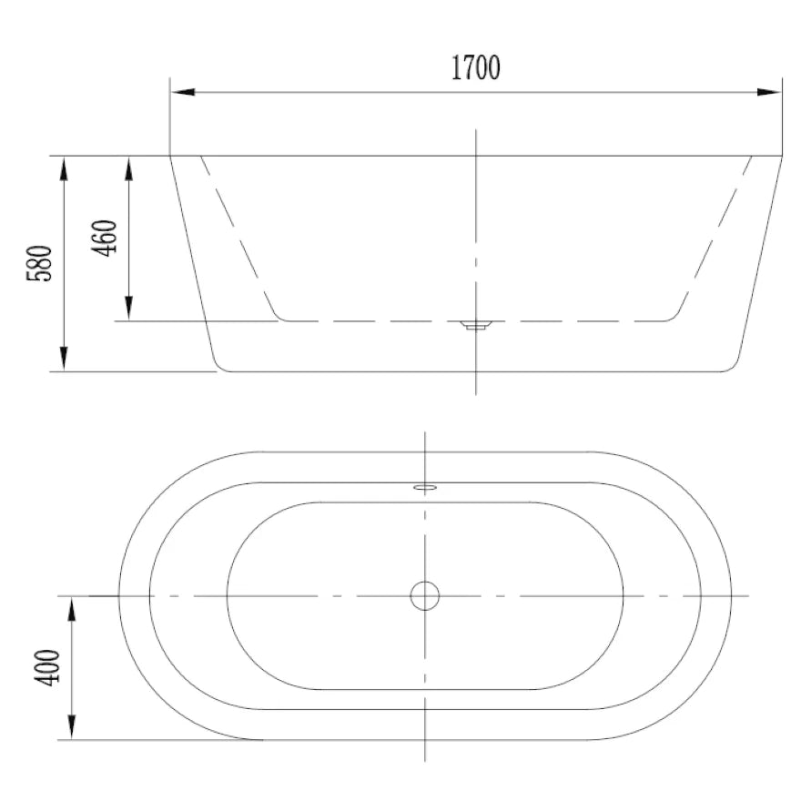Lisna Waters LWS220 1700 Curve White 1700 x 800mm Freestanding Bath