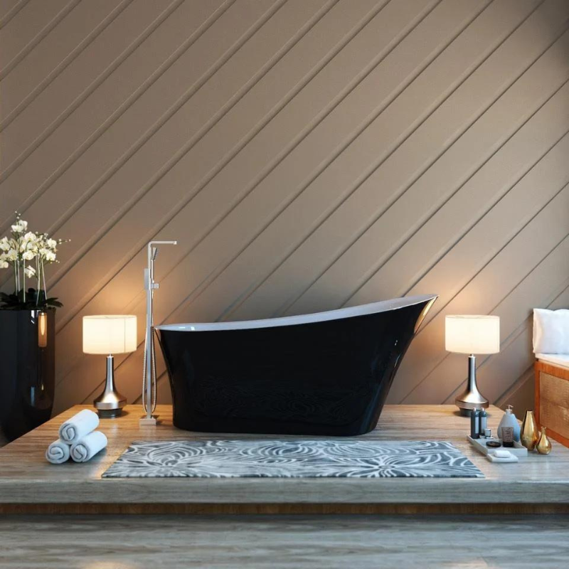 Lisna Waters LWFSB38 Duchess Black Freestanding Slipper Bath 1700 x 800mm
