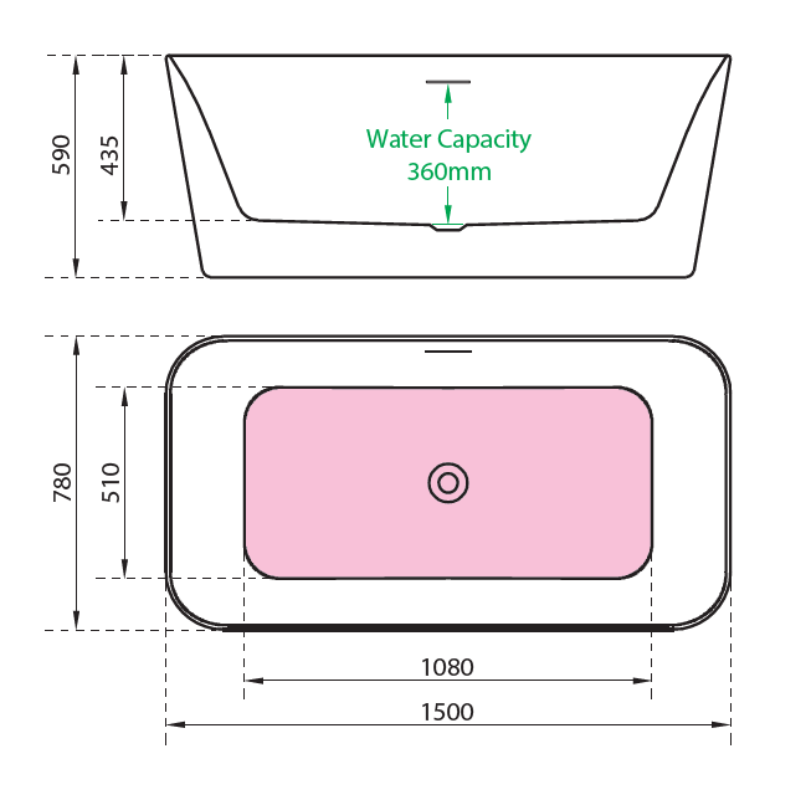 Charlotte Edwards Leda Gloss White Freestanding Bath 1500 x 780mm