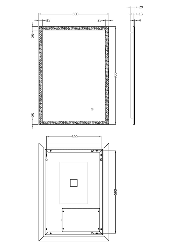 Hudson Reed LQ602 Leva Ambient Mirror H700 x W500mm
