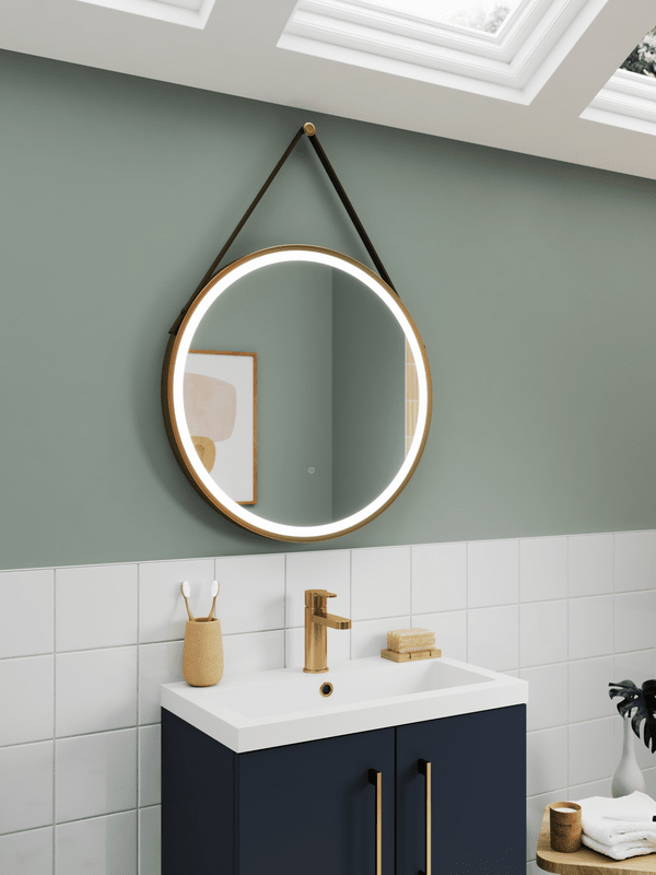 Hudson Reed LQ712 Salana Brushed Brass 600mm Round Illuminated Mirror