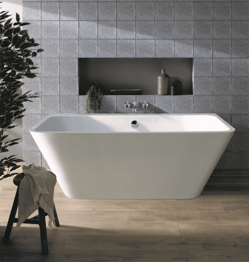 B C Designs Ancora Square Floor standing back to Wall Gloss White Bath - 1700 x 750mm