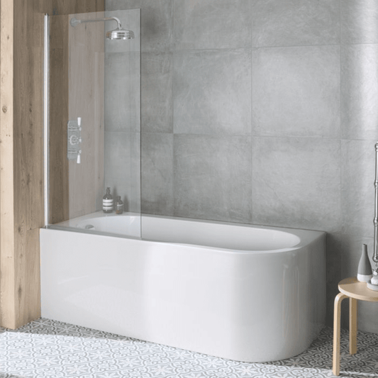 B C Designs Ancorner Shower bath Gloss White Bath Right Handed - 1700 x 750mm