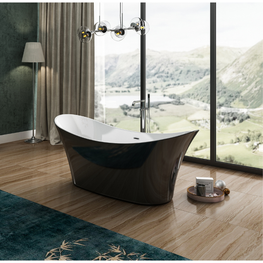 Charlotte Edwards - Harrow - Gloss Black - Freestanding Bath - 1700mm x 700mm