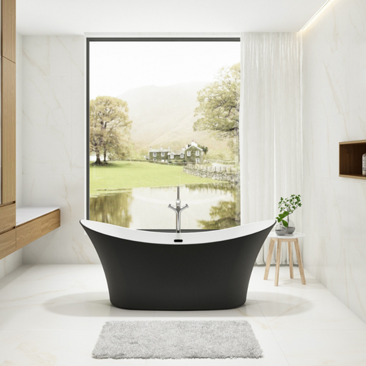 Charlotte Edwards - Harrow - Matt Black - Freestanding Bath - 1700mm x 700mm