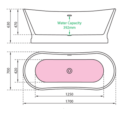 Charlotte Edwards Jupiter Gloss White Freestanding Bath 1700 x 700mm