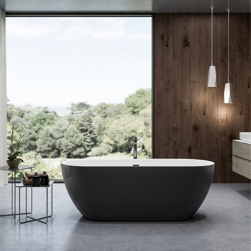 Charlotte Edwards Belgravia Matt Black Freestanding Bath 1700 x 670mm