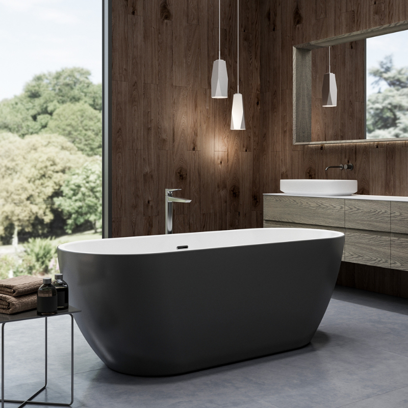 Charlotte Edwards - Belgravia - Matt Black - Freestanding Bath - 1700mm x 670mm