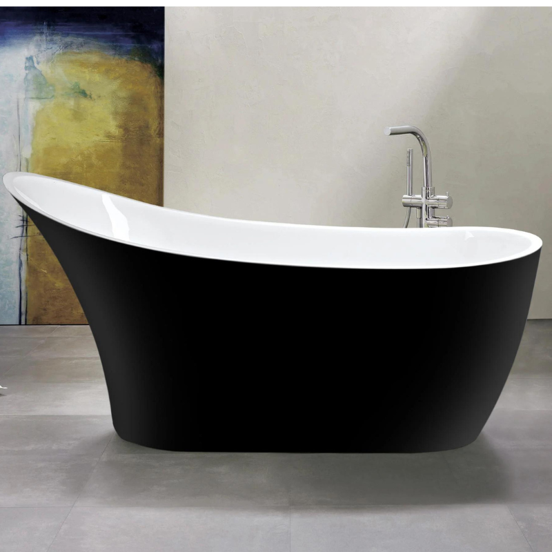 Lisna Waters LWFWS217 Andreas Black Slipper Freestanding Bath 1680mm x 730mm