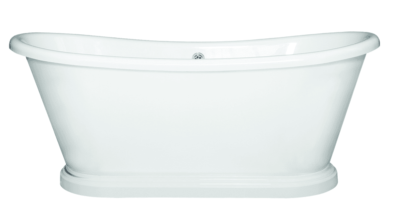 B C Designs Acrylic Freestanding Boat Bath BAS063 Polished White 1580 x 750mm