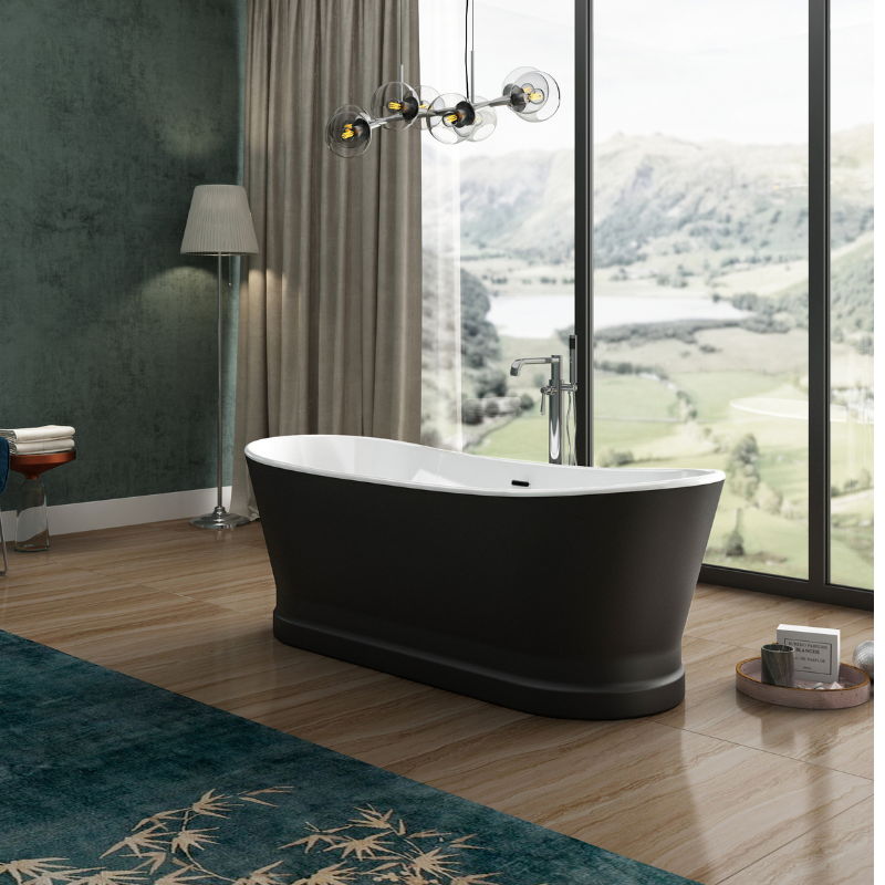 Charlotte Edwards Jupiter Matt Black Freestanding Bath - 1700mm x 700mm