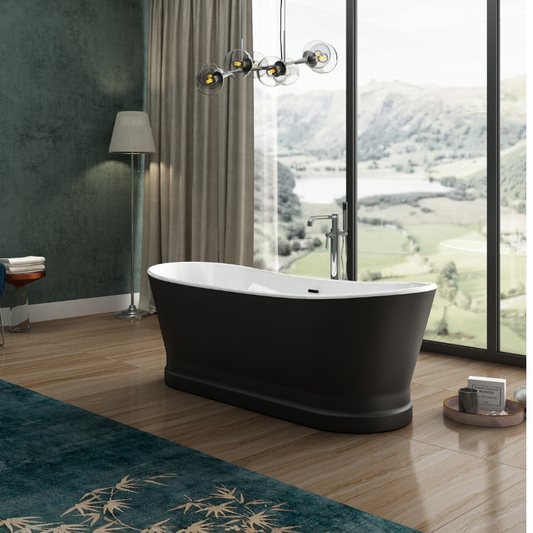 Charlotte Edwards Jupiter Matt Black Freestanding Bath - 1700mm x 700mm