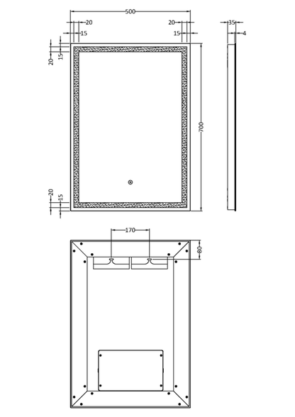 Hudson Reed LQ502 Lyra LED Mirror H700 x W500mm