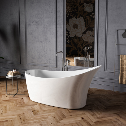 Charlotte Edwards Portobello Gloss White Freestanding Bath - 1590mm x 680mm