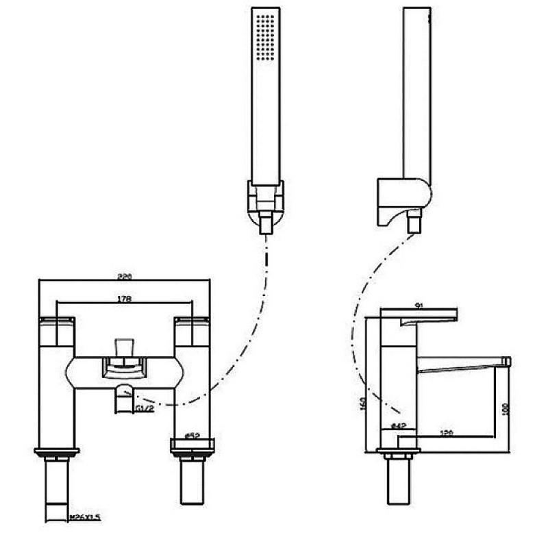 RAK Blade RAKBLD3005 Bath Mounted Bath Shower Mixer Tap - Chrome