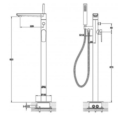 RAK Blade RAKBLD3014 Freestanding Bath Shower Mixer Tap - Chrome