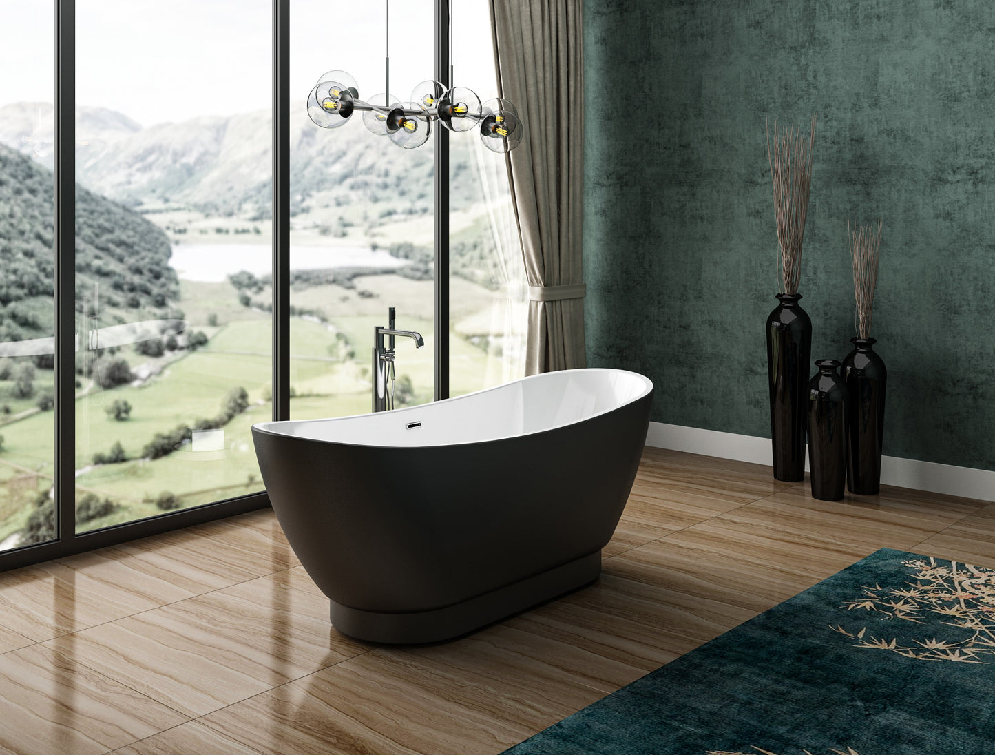 Charlotte Edwards Richmond Matt Black Freestanding Bath 1760 x 680mm