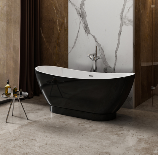 Charlotte Edwards Richmond Gloss Black Freestanding Bath - 1760mm x 680mm