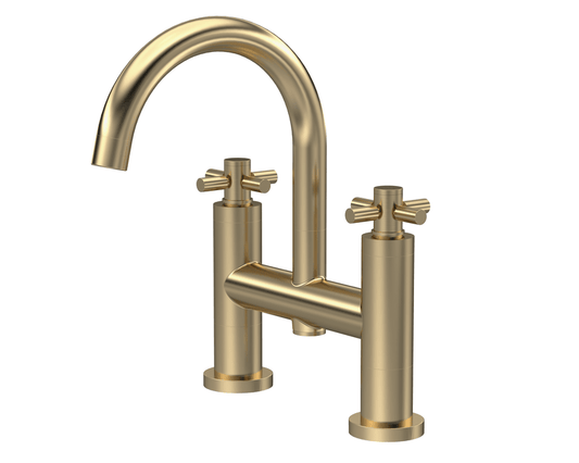 Hudson Reed TEX853 TEC Brushed Brass Crosshead Bath Filler Tap