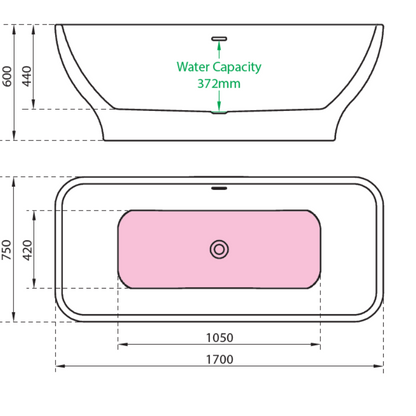 Charlotte Edwards Thebe Gloss White Freestanding Bath 1700 x 750mm