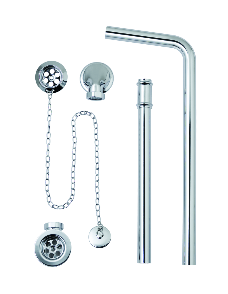 BC Designs WAS030 Exposed bath waste/plug & chain with overflow pipe 8 finishes