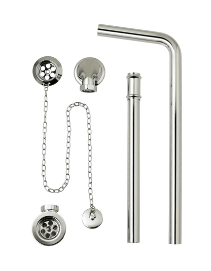 BC Designs WAS030 Exposed bath waste/plug & chain with overflow pipe 8 finishes